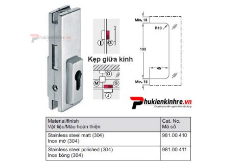 Kẹp giữa kính cho cửa kính thủy lực